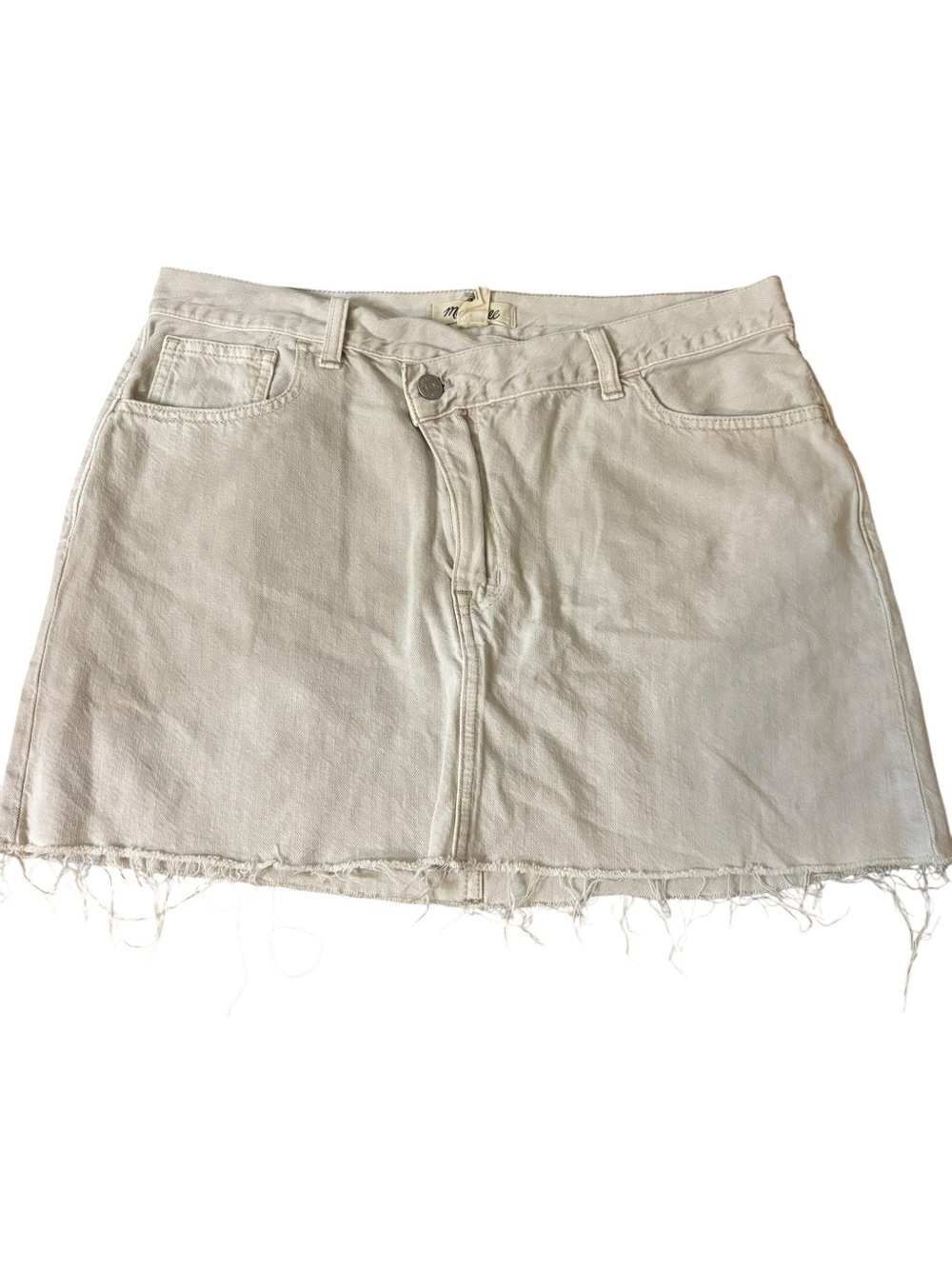 Madewell Off-White Raw-Hem Denim Mini Skirt - Picture 2 of 5